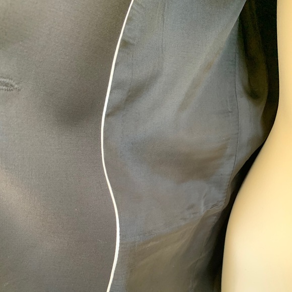 Elegant classic shiny black 87% fine wool blazer jacket double collar Eur44 US12 - Picture 11 of 15